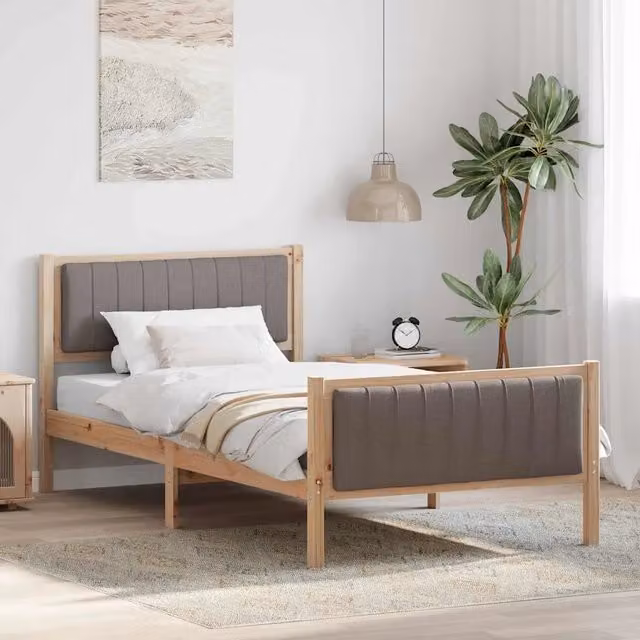 Struttura del letto con testiera-Giroletto con Testiera Marrone e taupe 100 x 200 cm 828211