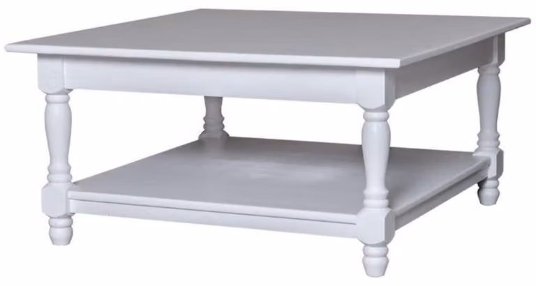 Tavolino da salotto in stile rustico Casa Padrino, quadrato, bianco, 90 x 90 x 45 cm di altezza - Realizzato in legno massello