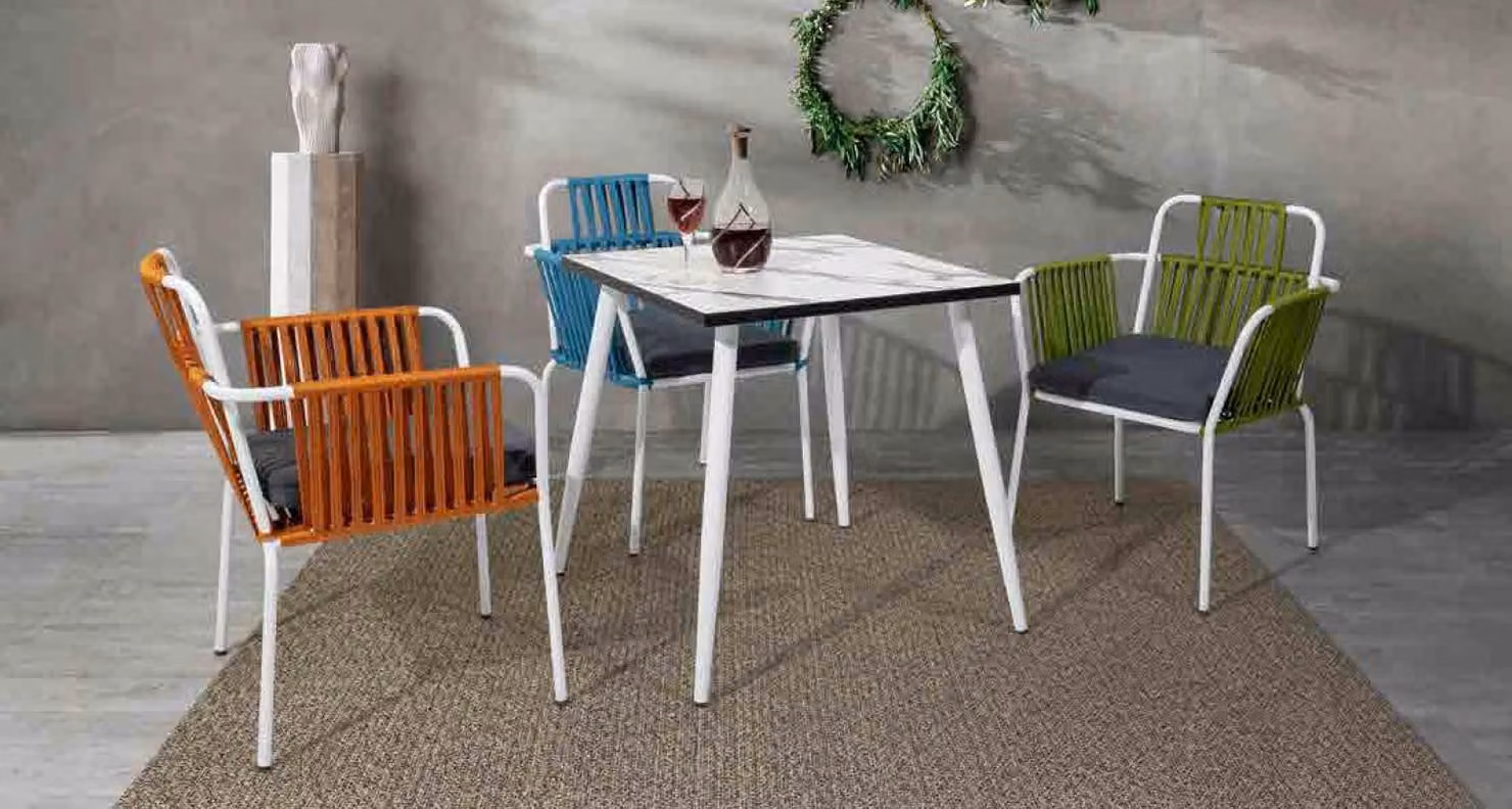 Moderne Esszimmer Möbel Terrassen 4x Stühle Edelstahlmöbel