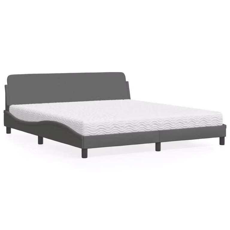 Letto con Materasso Dover vidaXL in Tessuto Grigio Scuro e Bianco L/P/H: 180 x 200 x 185 cm