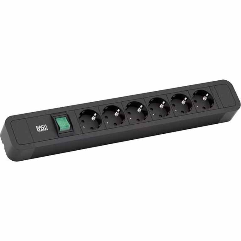 BACHMANN PRIMO2 Steckdosenleiste 6x Schutzkontakt, Alluminio, Schalter, nero, 2 m
