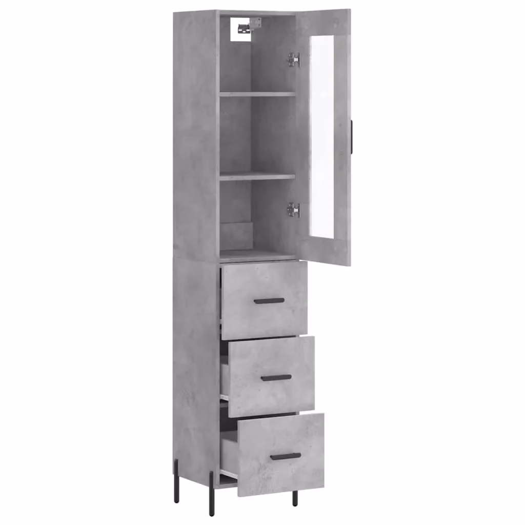 Buffet credenza moderna con ante a battente e ripiani interni in legno ingegnerizzato grigio L: 34,5 cm, P: 34 cm, H: 180 cm – 2