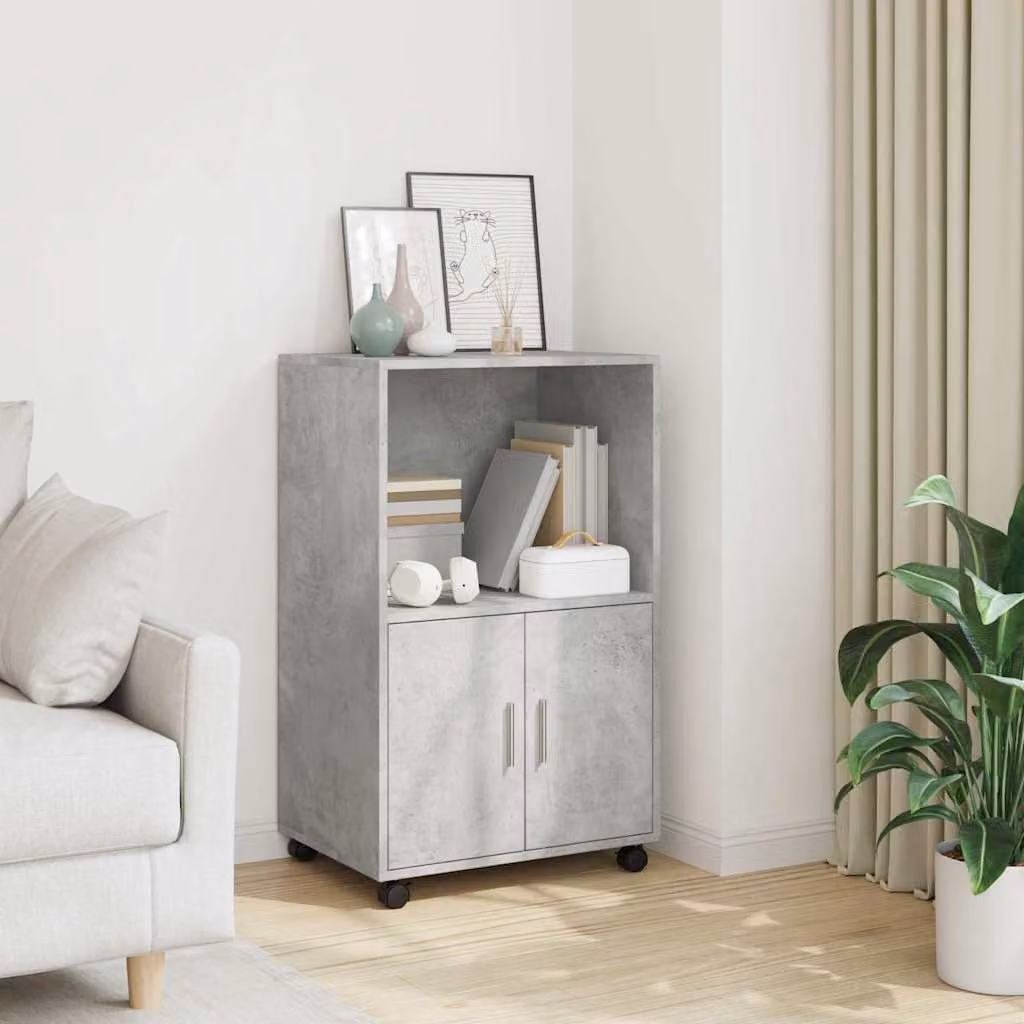 Mobiletto con Ruote vidaXL in MDF Grigio Cemento L 55 cm x P 40 cm x H 91 cm