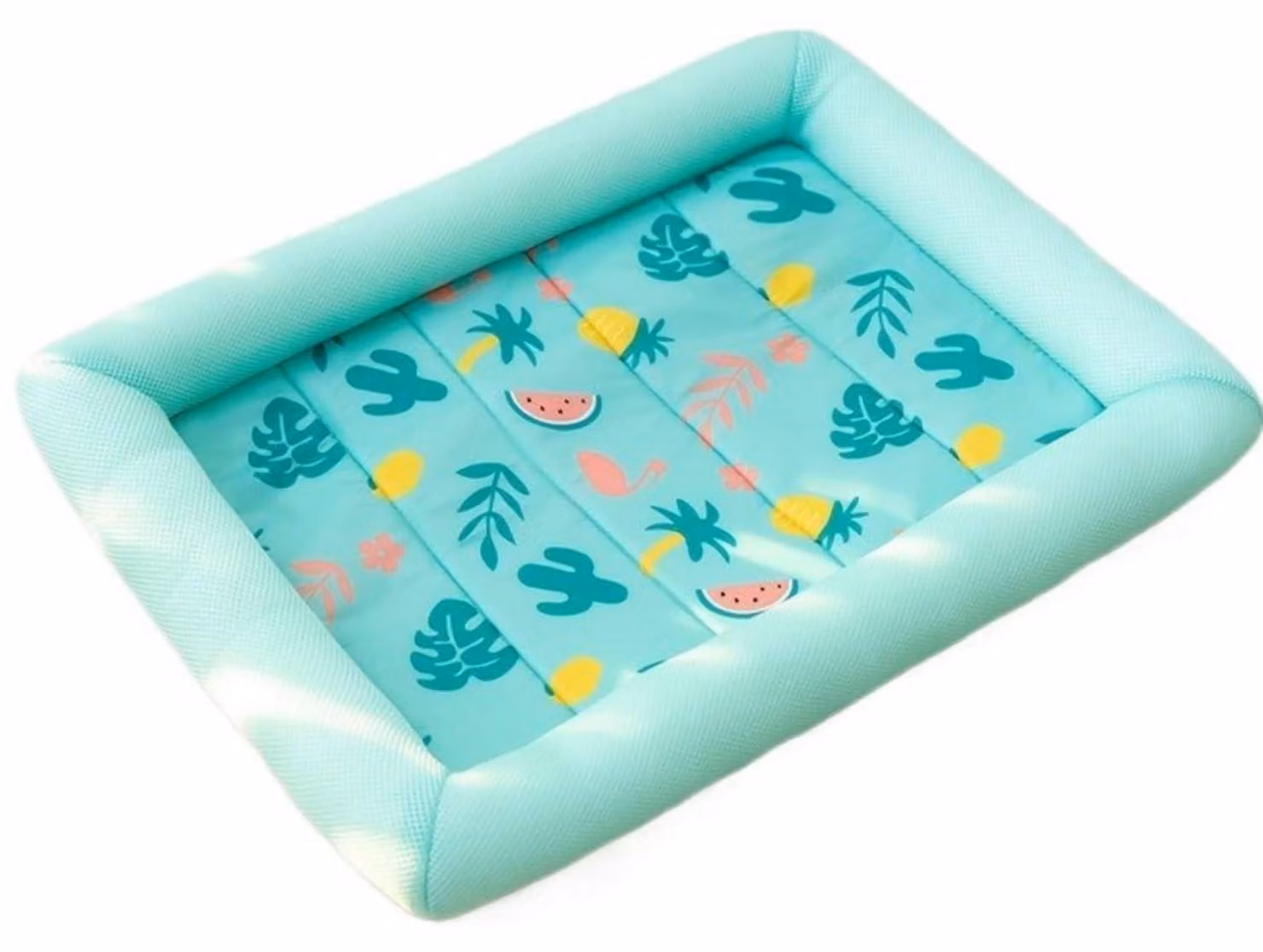 Cuccia per cani, forma rettangolare, dimensioni 70 x 52 cm, colore verde, stile "frutta", traspirante, morbida