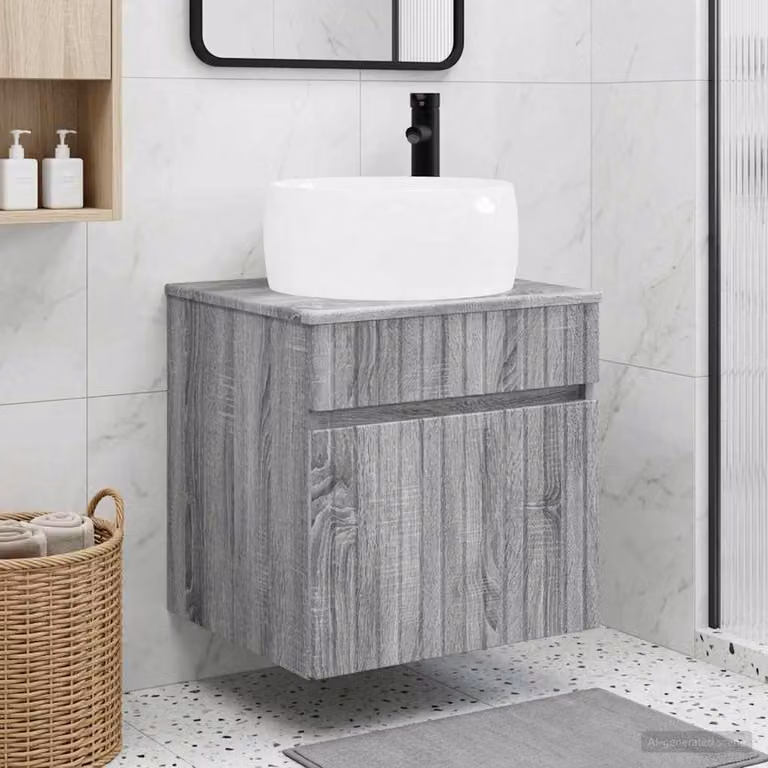 Mobile lavabo da parete vidaXL in stile moderno, colore grigio Sonoma, L: 49 cm, P: 44,5 cm, H: 66 cm