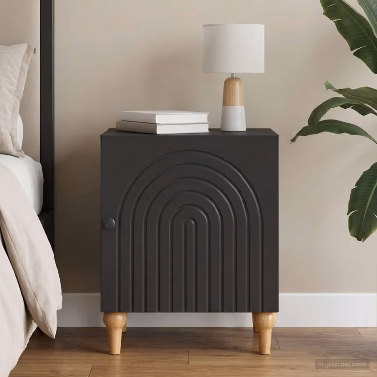 Armadio da notte moderno vidaXL nero in legno ingegnerizzato L 43 cm x P 34,5 cm x H 50 cm