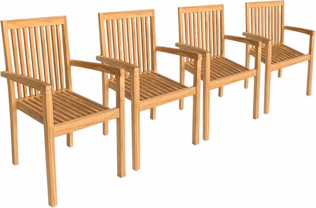 Set di 4 sedie da giardino JAVA impilabili in teak