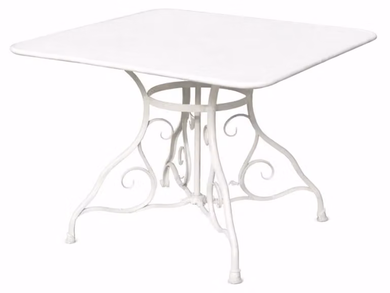 Tavolo da giardino in stile Art Nouveau Casa Padrino, bianco, 100 x H. 70 cm - Mobili da giardino in stile retrò