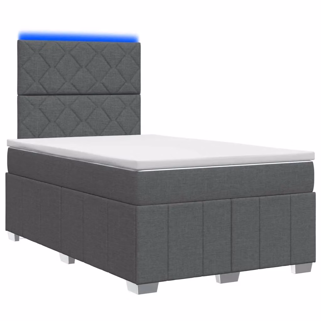 Letto Box Spring vidaXL con Materasso a Molle Insacchettate, Illuminazione LED Sotto il Letto e Porta USB, Grigio e Bianco, L/P: 120 x 200 cm – 2