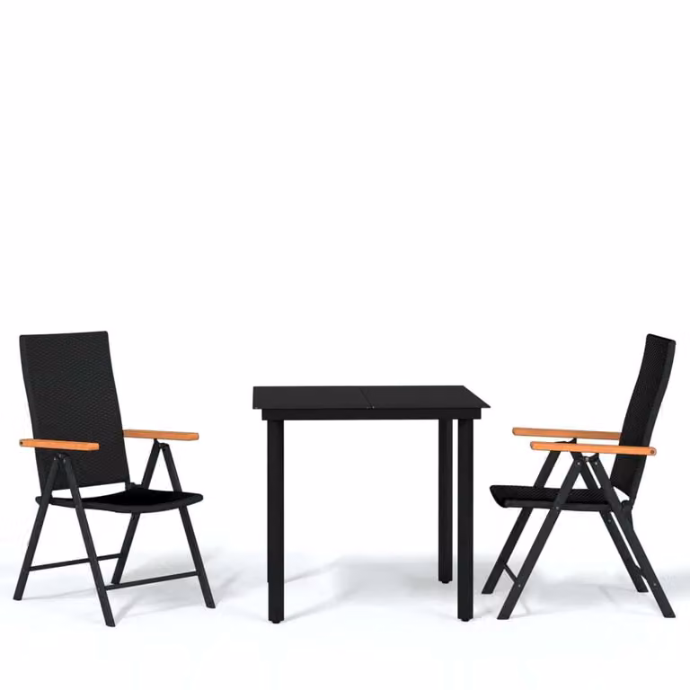 Set Mobili da Pranzo per Giardino 3 pz Nero