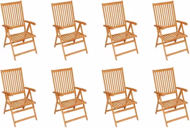 Set di 8 sedie pieghevoli reclinabili vidaXL in legno di teak con cuscini antracite e marrone
