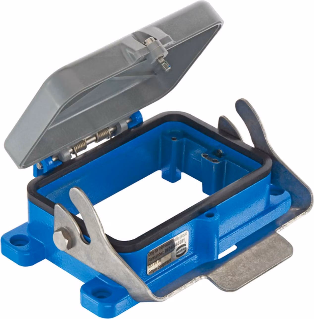 HARTING Han 48B EX Custodia di montaggio bassa con 1 staffa longitudinale con cappuccio protettivo in plastica - 1 pezzo