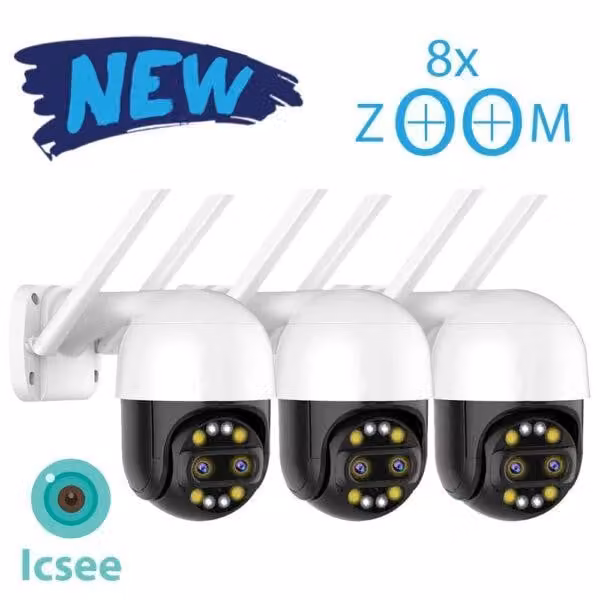 Kit 3 telecamere RobiCam Dual Lens, installazione esterna, doppia lente, zoom ottico 8x.