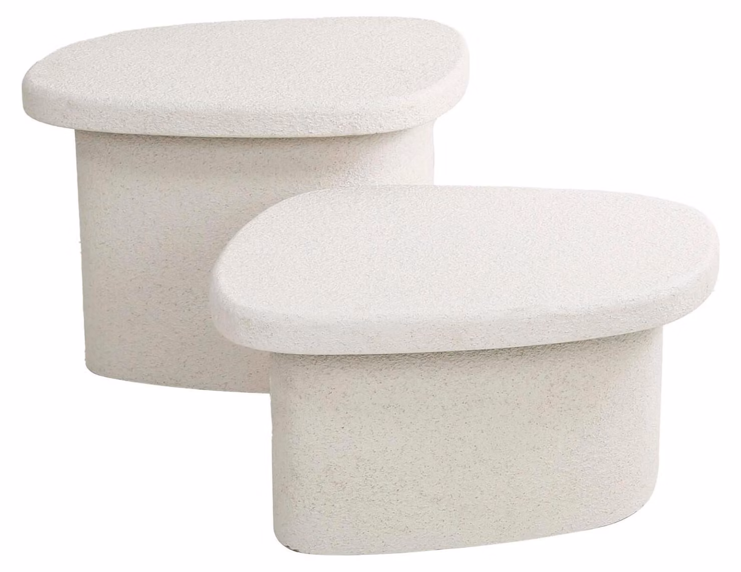 Tavolino FURNLUX in pietra bianca 57 cm (2 pezzi) / Colore principale: bianco / Dimensioni: 57 x 40 x 44 cm