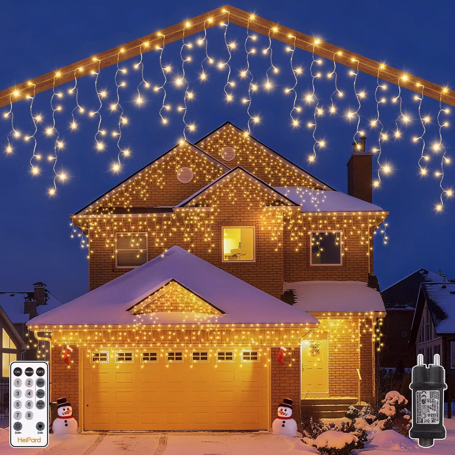 Tenda luminosa da esterno, lunghezza 12,15 metri, 486 LED, luce bianca calda, grado di protezione IP44