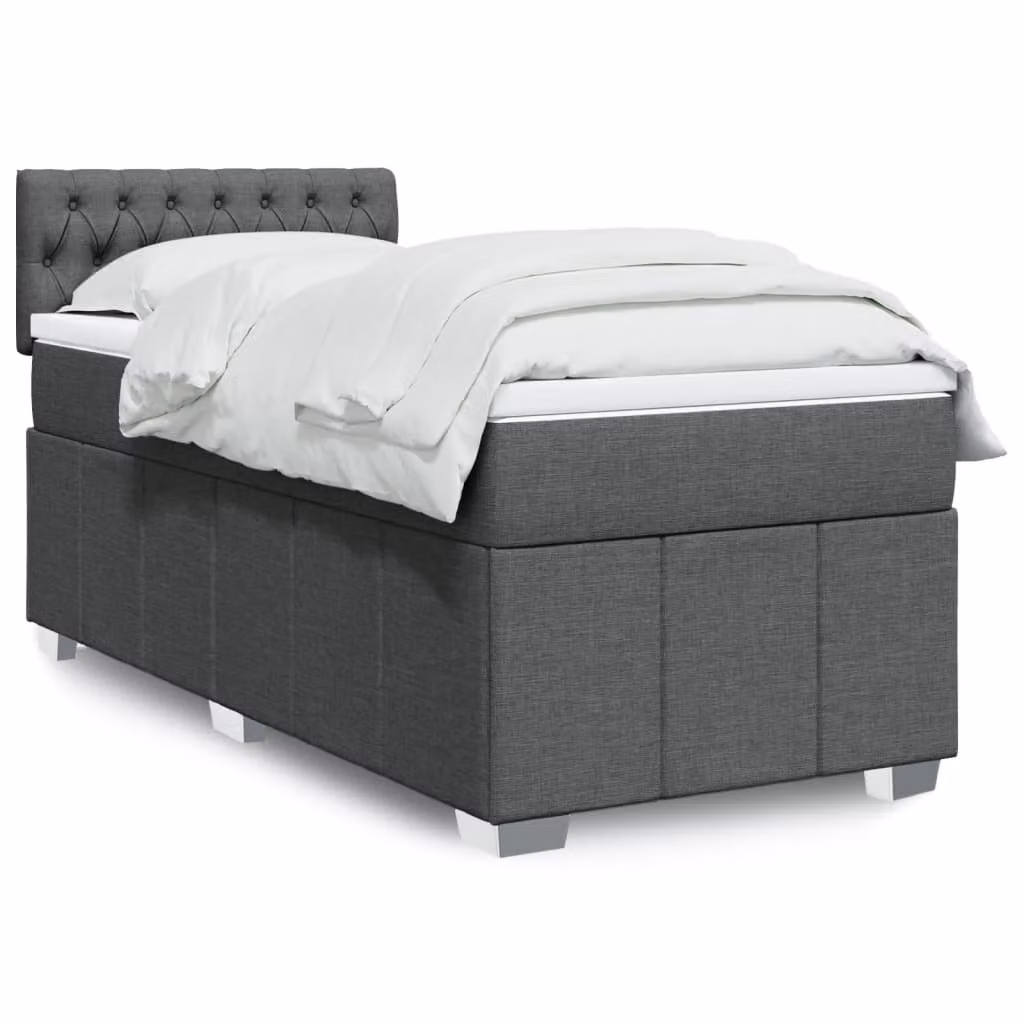 vidaXL Giroletto a Molle Ibrido con Materasso in Tessuto Grigio e Bianco L/P/H: 80 x 200 cm