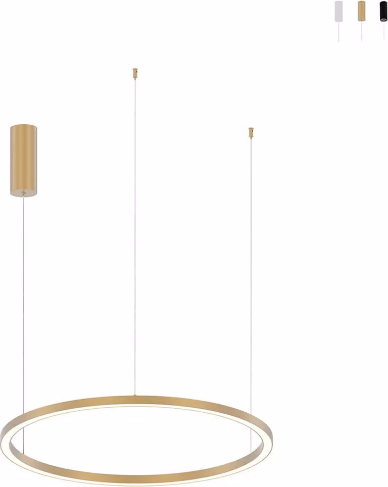Lampada a sospensione HOOP LED in alluminio dorato con funzione CCT 80 cm.