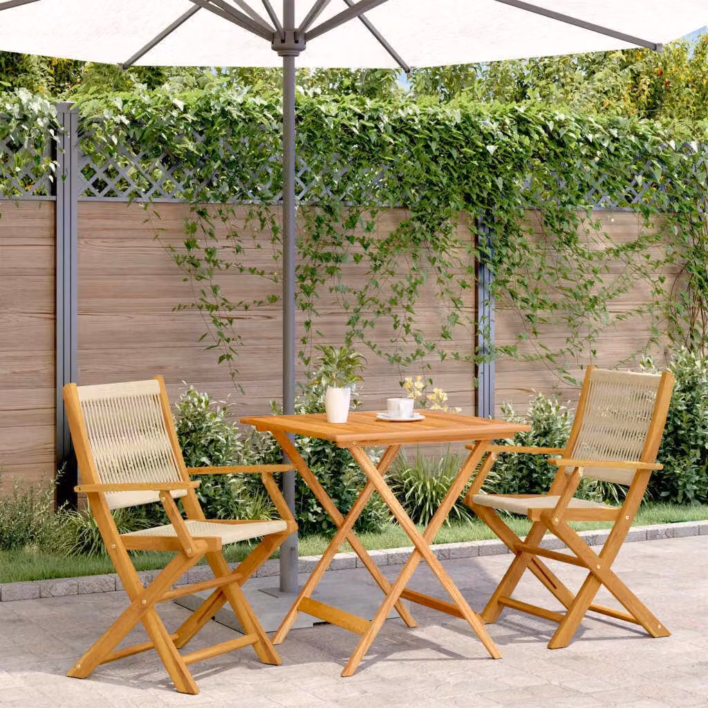 Maison Exclusive - Set da bistrot 3 pezzi in polipropilene beige e legno massello