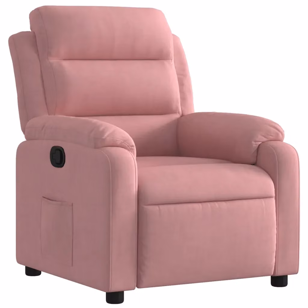 Poltrona Reclinabile Relax vidaXL in Velluto Rosa con Braccioli e Regolazione Manuale – 2