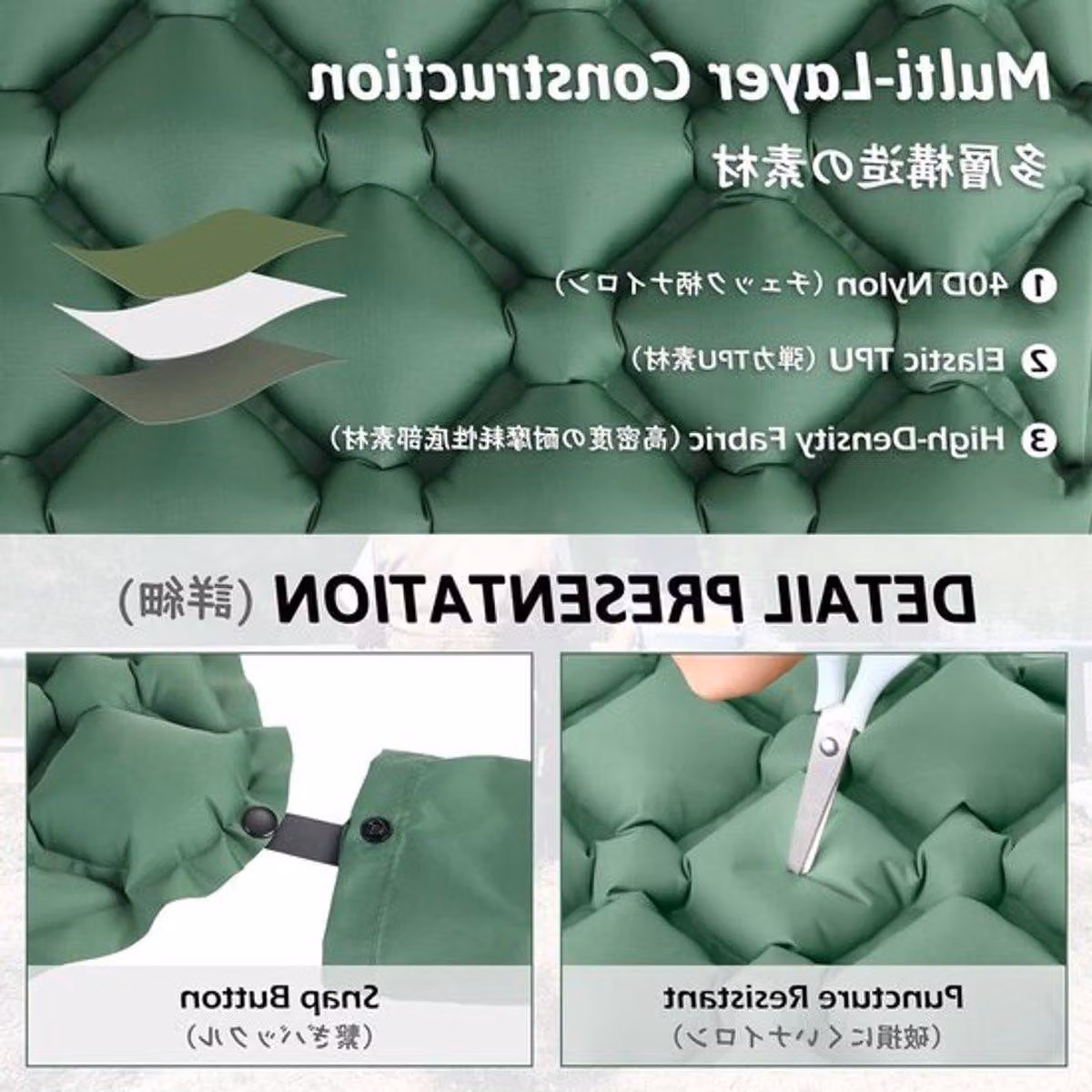 Cuscino gonfiabile ultraleggero per campeggio – Comfort da viaggio impermeabile, ideale per la spiaggia, le escursioni e la pesca – Colore: nero, taglia unica