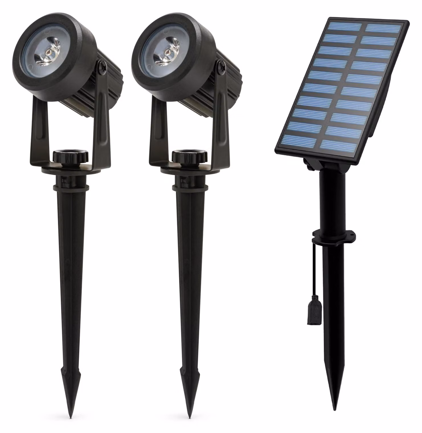 Set di 2 fari LED solari per esterni, 2 x 100 lumen, grado di protezione IP65