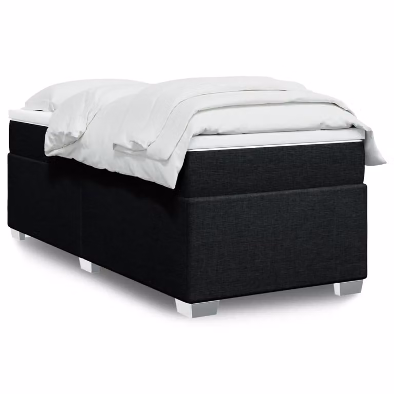 vidaXL Giroletto a Molle con Materasso Ibrido in Tessuto Nero L/P/H: 200 x 90 cm