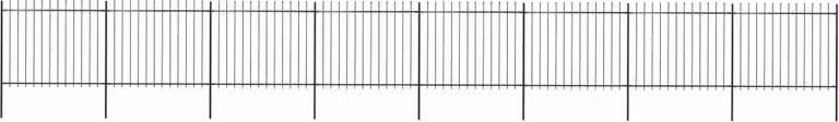 Recinzione da Giardino con Punta a Lancia in Acciaio 1426x150 cm Nero
