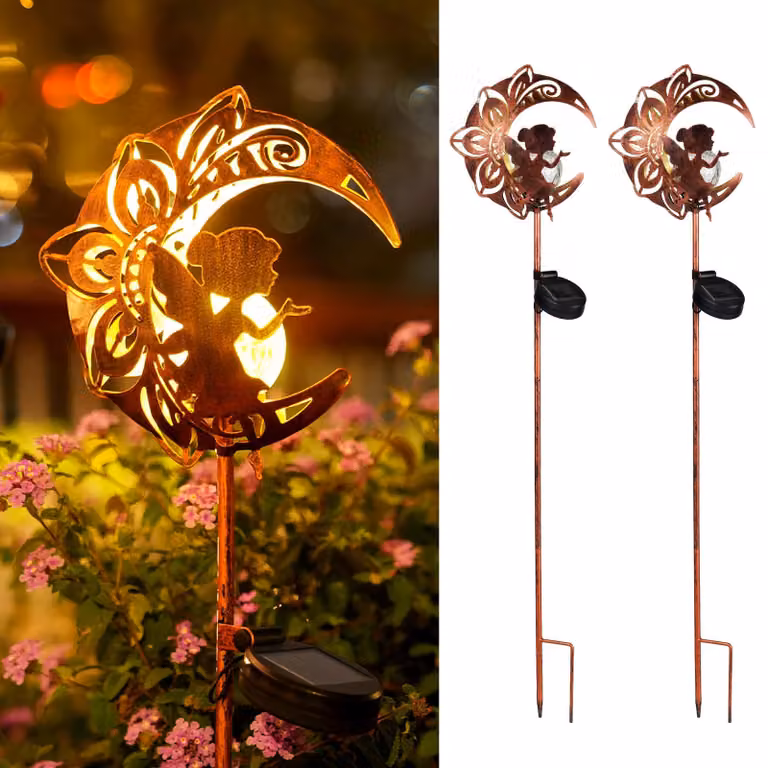 Set di 2 lampade solari Mond, in metallo, grado di protezione IP65, luce bianco caldo, 42 cm