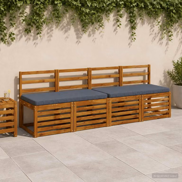 Set di 2 cuscini per panchina vidaXL VUGHT in poliestere blu con rivestimento rimovibile e resistente ai raggi UV