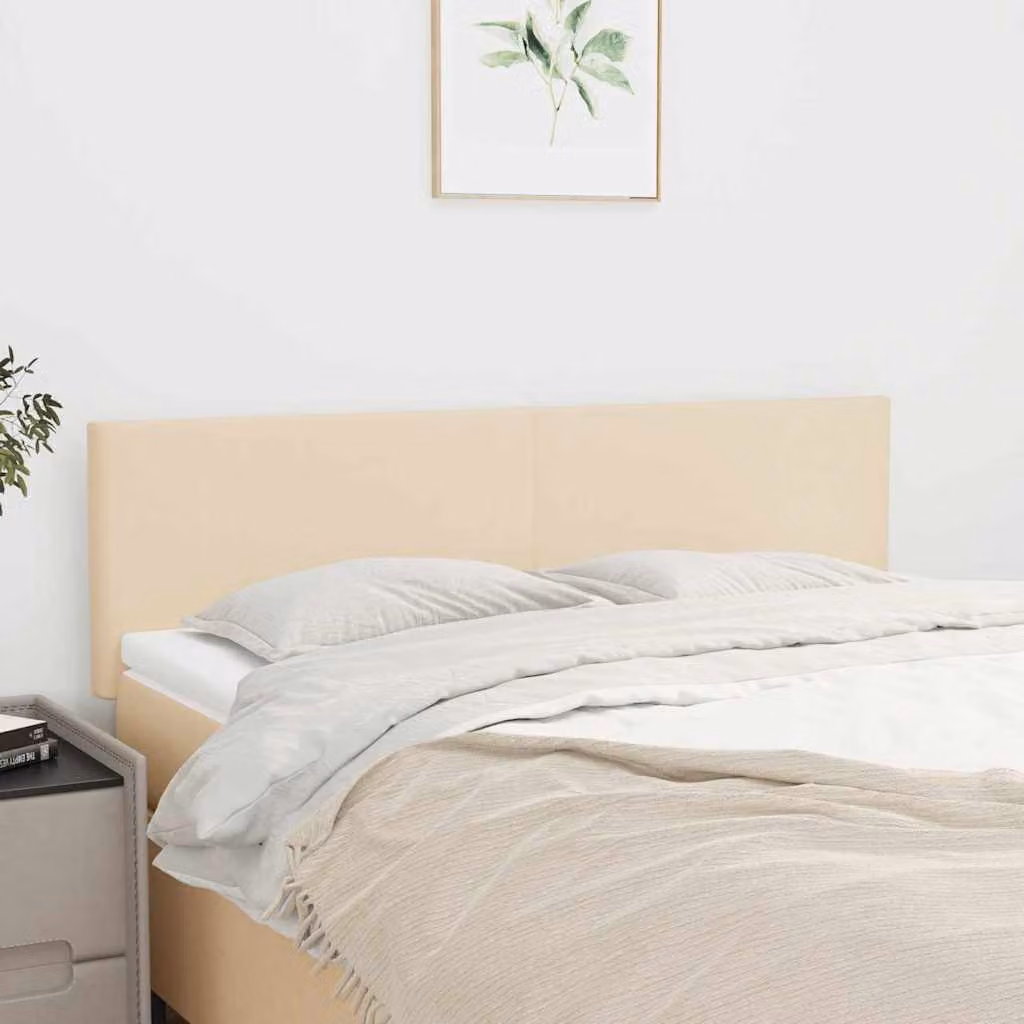 Testiera per letto vidaXL in tessuto beige con struttura in legno L: 144 cm, P: 5 cm, H: 78-88 cm