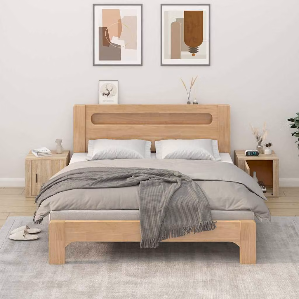 Set di 2 comodini moderni vidaXL in rovere, L 50 cm x P 39 cm x H 47 cm