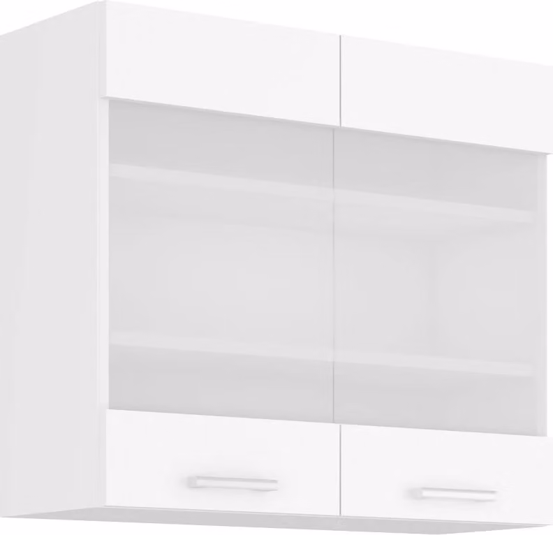 Armadietto superiore vetrato EDISA - larghezza 80 cm, bianco