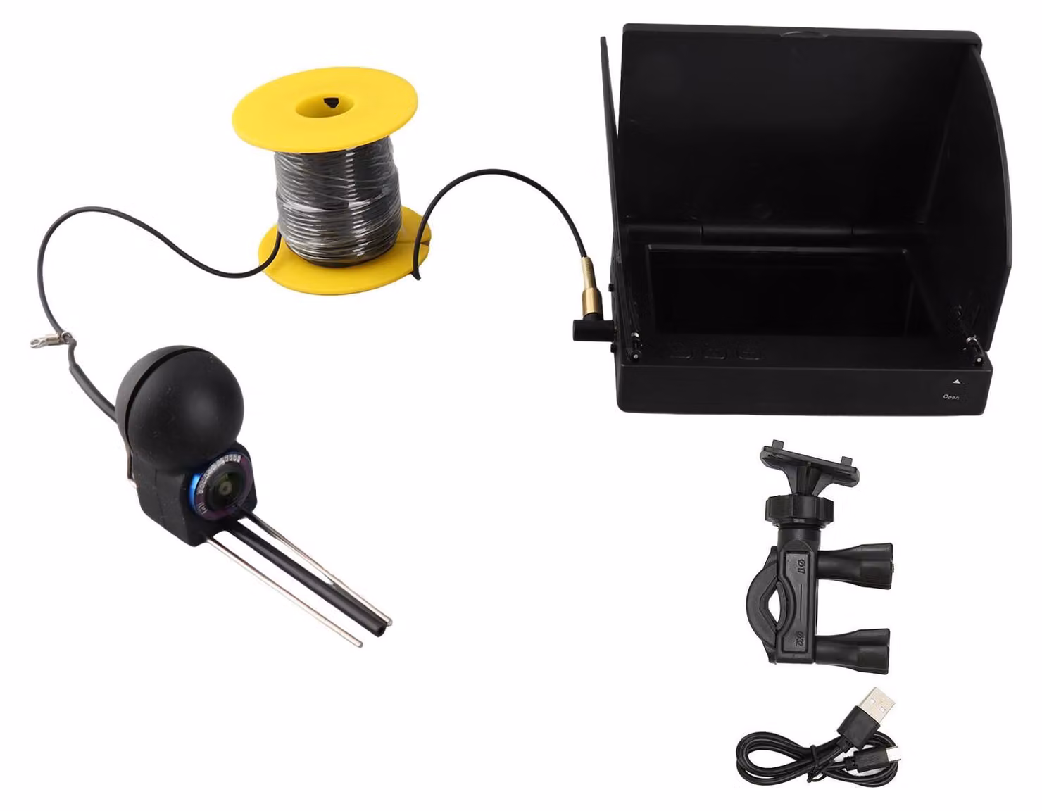 Telecamera subacquea da pesca HD da 4,3 pollici, con tecnologia TN e grado di protezione IP68, dotata di 12 luci e utilizzabile come fish finder