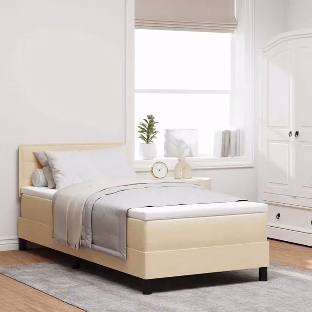 Letto a molle con cuscino Crema 100 x 200 cm Tessuto 3342112