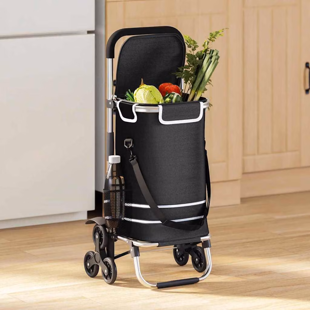 vidaXL Carrello della spesa, 1 pezzo, nero, 47 x 39 x 100,5 cm, tessuto Oxford