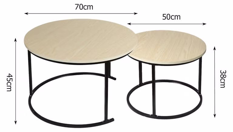 Set di 2 tavolini rotondi - Tavolini da salotto - Struttura in metallo - Design moderno e minimalista - Per soggiorno, camera da letto e balcone - Colore: five