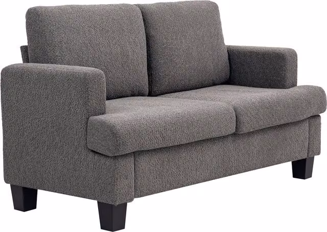 Divano 2 posti HOMCOM in ciniglia con cuscini sfoderabili, Grigio scuro, L: 133 cm, P: 70 cm, H: 80 cm