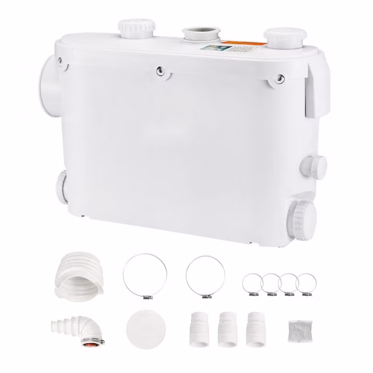 Gruppo di sollevamento acque reflue 500W - Gruppo di sollevamento feci 8m di prevalenza - Pompa acque reflue 6600L/h - Pompa domestica 2900rpm - Pompa acque reflue con valvola di non ritorno incorporata - Esente da manutenzione - per WC, doccia, lavabo