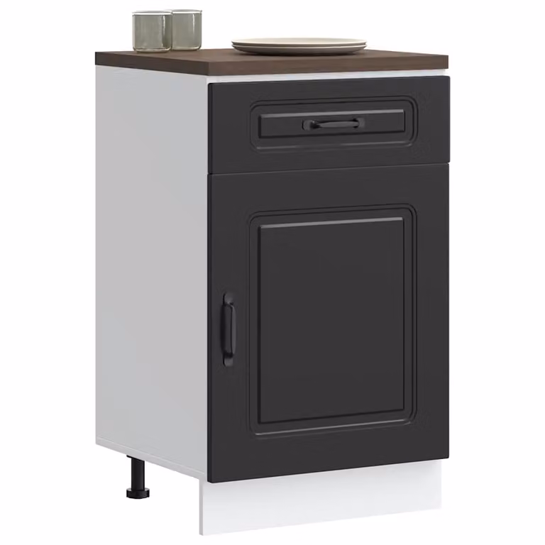 Base da cucina moderna vidaXL Kalmar in legno e MDF nero opaco L/P/H: 81,5 x 46,0 x 50,0 cm