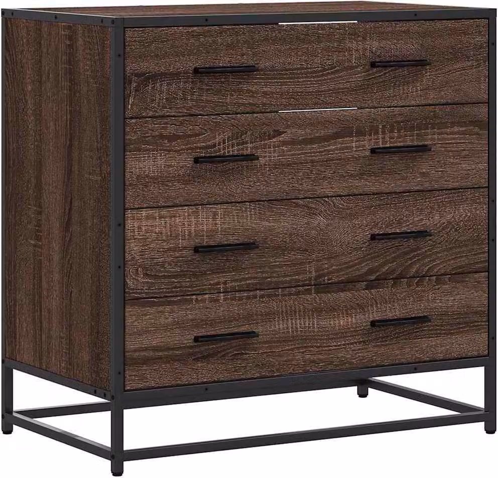 Cassettiera Rovere Marrone 70x41x70 cm in Legno Multistrato