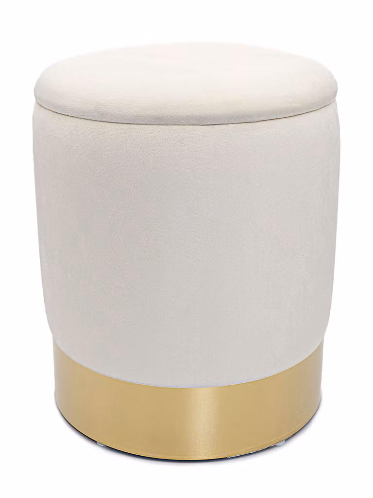 Sgabello in velluto sgabello decorativo pouf in velluto pouf decorativo in velluto spazio di archiviazione crema bianco