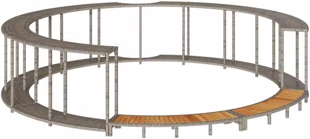 Bordo per Vasca Spa con Portaoggetti&Gradino Polyrattan Grigio CFW9191384