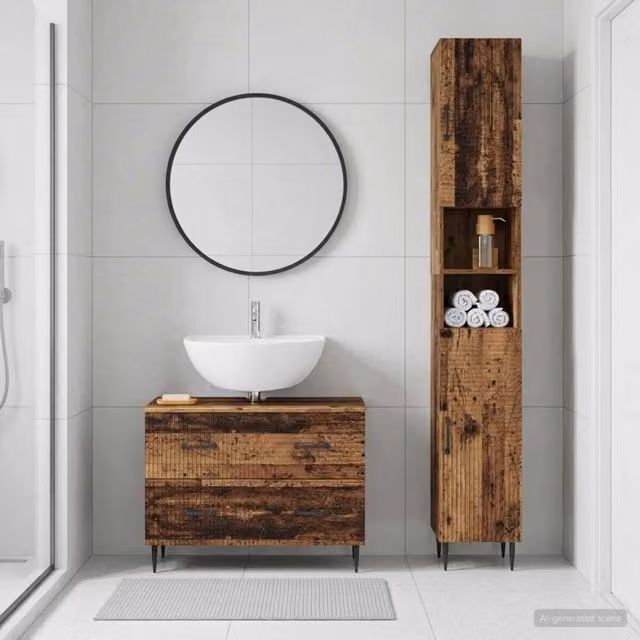 Set di Armadi da Bagno da 2 Pezzi HAARLEM Legno antico 3417538