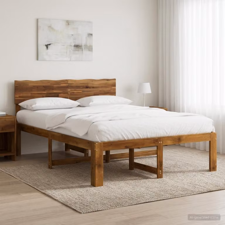 Letto matrimoniale con testiera vidaXL ROSTOCK in legno di acacia marrone L/P/H: 200 x 120 x 140 cm