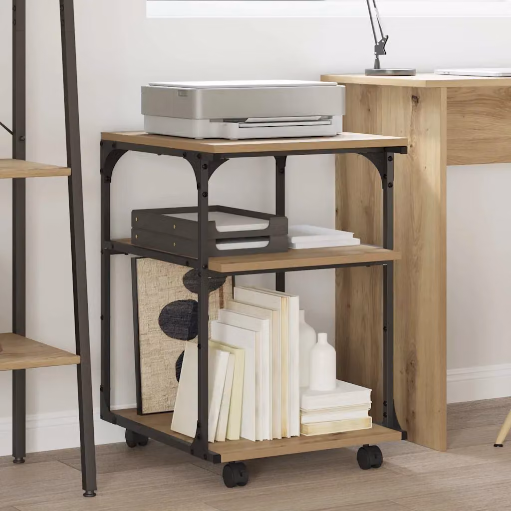 vidaXL Supporto per Stampante in Legno MDF Stile Industriale, Marrone, L 43 cm x P 48 cm x H 64 cm