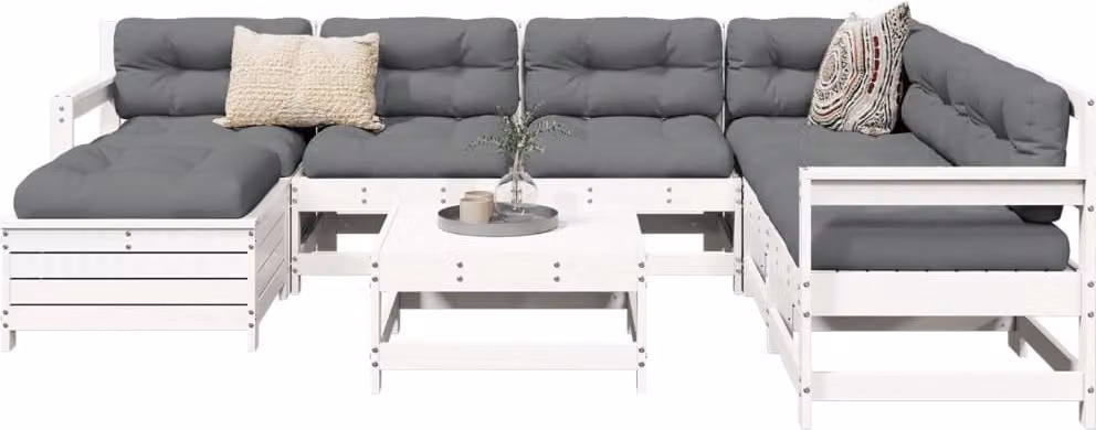 Maison Exclusive - Set Divani da Giardino 8 pz in Legno Massello di Pino Bianco