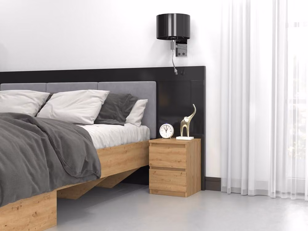 Comodino con 2 cassetti, tavolino piccolo e stretto 30x30x40 cm, in legno compensato Artisan