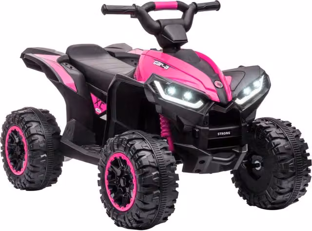 Quad Elettrico per Bambini GIORDANOSHOP 12V con Fari LED e Luci e Suoni Rosa e Nero