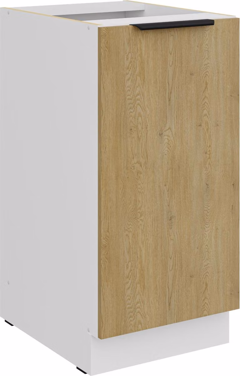 Mobile base da cucina 40 cm CREMONA rovere chiaro + bianco opaco Cucina Angolo cottura Blocco cucina Cucina componibile