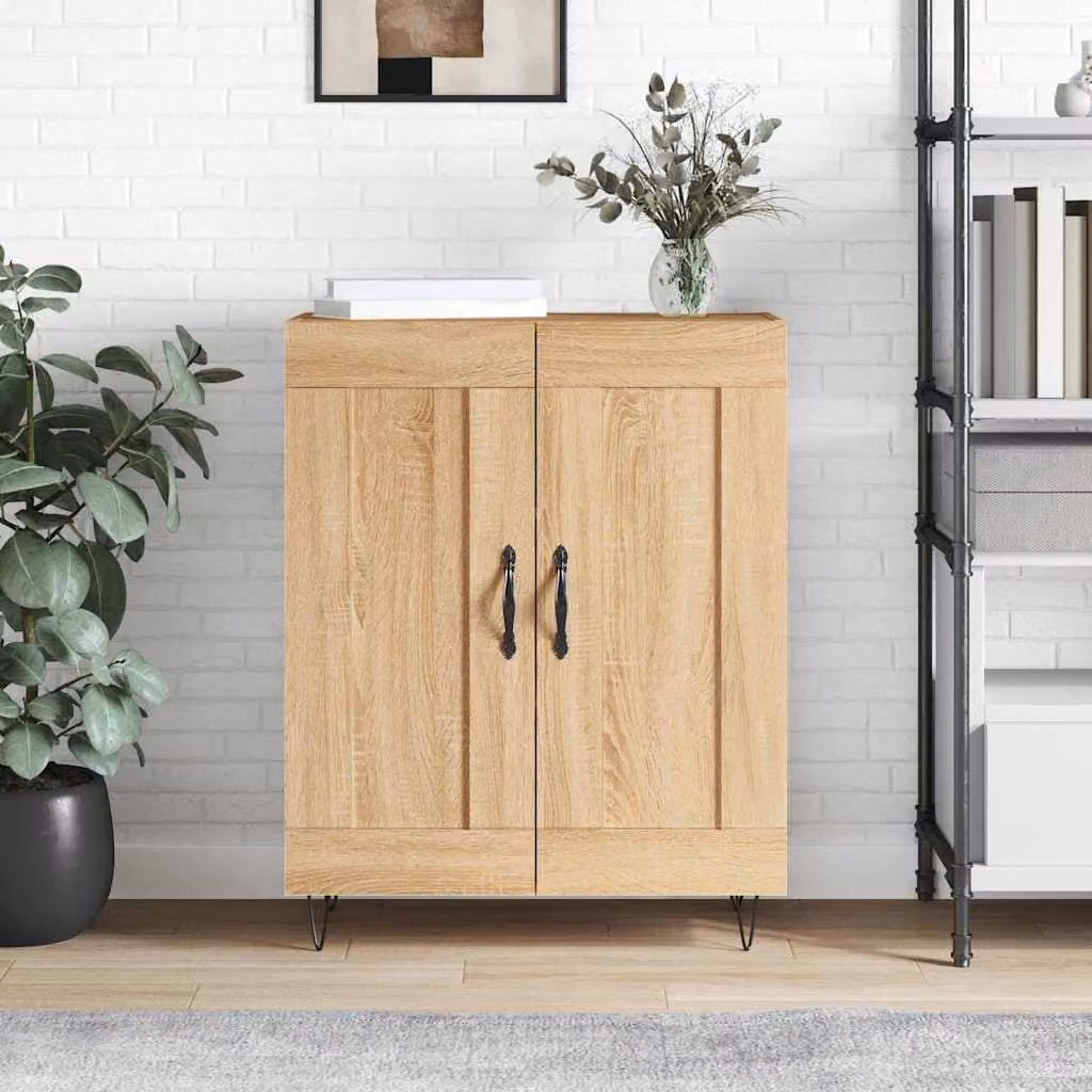 Credenza moderna vidaXL in rovere sonoma e metallo, L: 69,5 cm, P: 34 cm, H: 90 cm